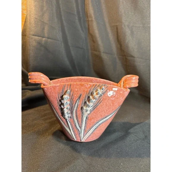 coralCeramic‎ Wheat Vase Pot with Handles Rustic Farmhouse Deco - Picture 3 of 5